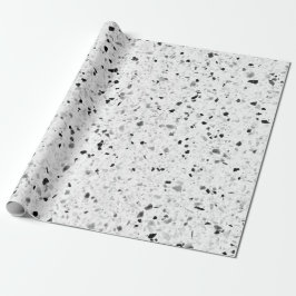 Terrazzo Elegante Schwarz-Weiß-Retro Geschenkpapier