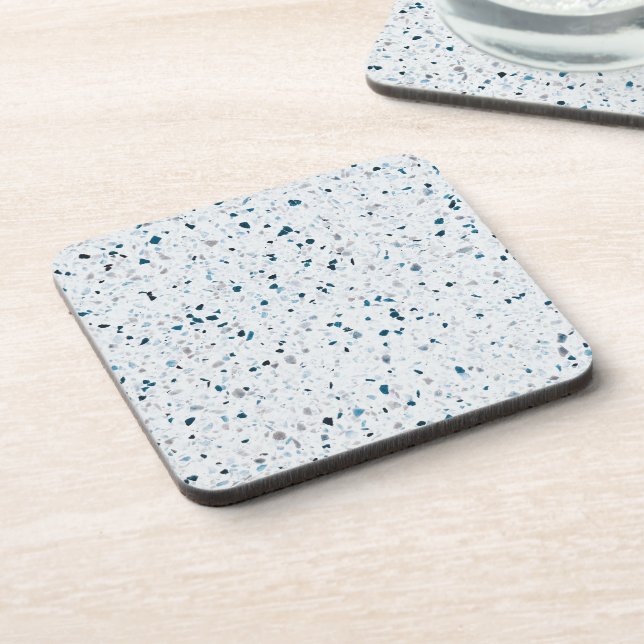 Terrazzo Elegantes Aquamarines blaues Grün Getränkeuntersetzer (Linke Seite)