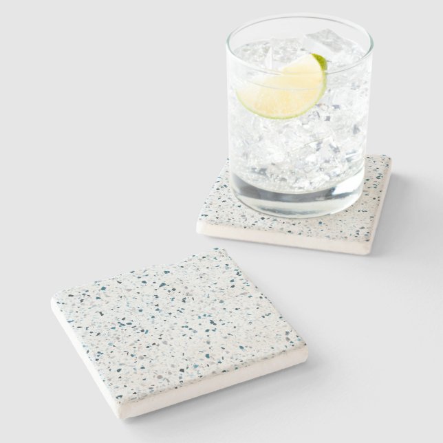 Terrazzo Elegantes Aquamarines blaues Grün Steinuntersetzer (Seitenansicht)