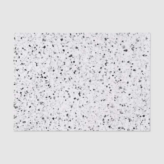 Terrazzo Elegantes Retro Schwarz-Weiß Grau Seidenpapier (Vorderseite)