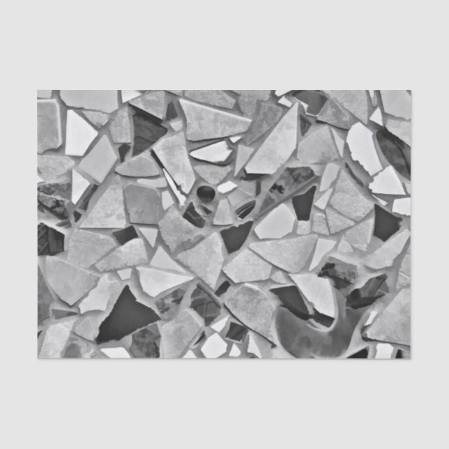 Terrazzo Elegantes Schwarz-weißes graues Muster Seidenpapier (Vorderseite)