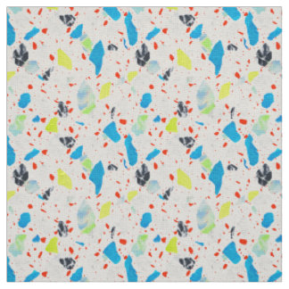Terrazzo-Fliesenmuster - Neon auf weißem Stoff