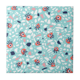 Terrazzo Funny Geometric Muster mit Augen Fliese