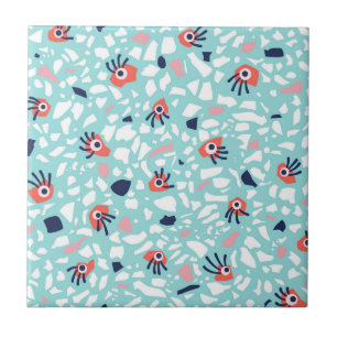 Terrazzo Funny Geometric Muster mit Augen Fliese