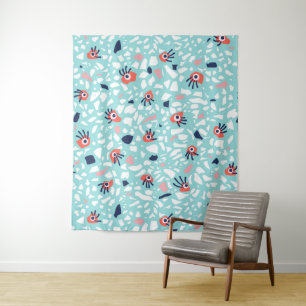 Terrazzo Funny Geometric Muster mit Augen Wandteppich
