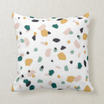 Terrazzo Green Orange Pink Black Pattern Kissen<br><div class="desc">Terrazzo Green Orange Pink Black Pattern Kissen</div>