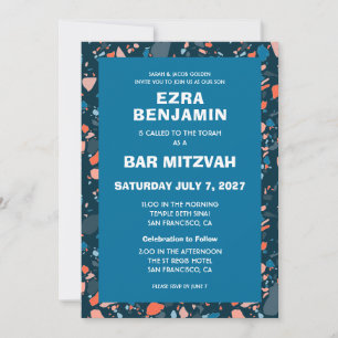 Terrazzo Handgezeichnetes Bar Bat Mitzvah Einladung