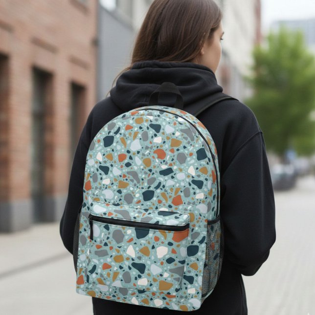 Terrazzo in Blau Bedruckter Rucksack (Von Creator hochgeladen)