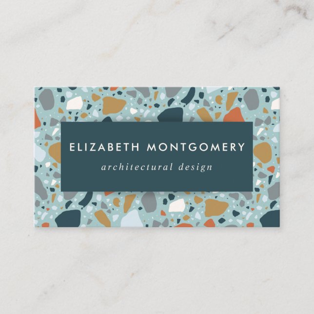 Terrazzo in Blau Visitenkarte (Vorderseite)