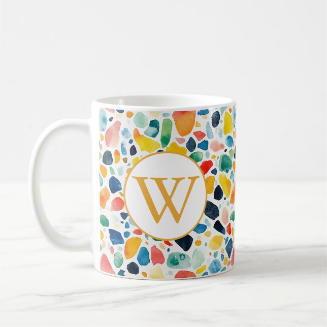 Terrazzo-Kaffeetasse - Farbige Monogramm-Design Kaffeetasse (Links)