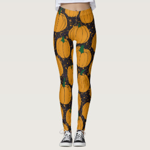Terrazzo Kürbis, Herbst Vintage Muster. Leggings