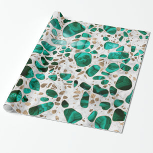 Terrazzo - Malachit und Gold auf Marmor #1 Geschenkpapier