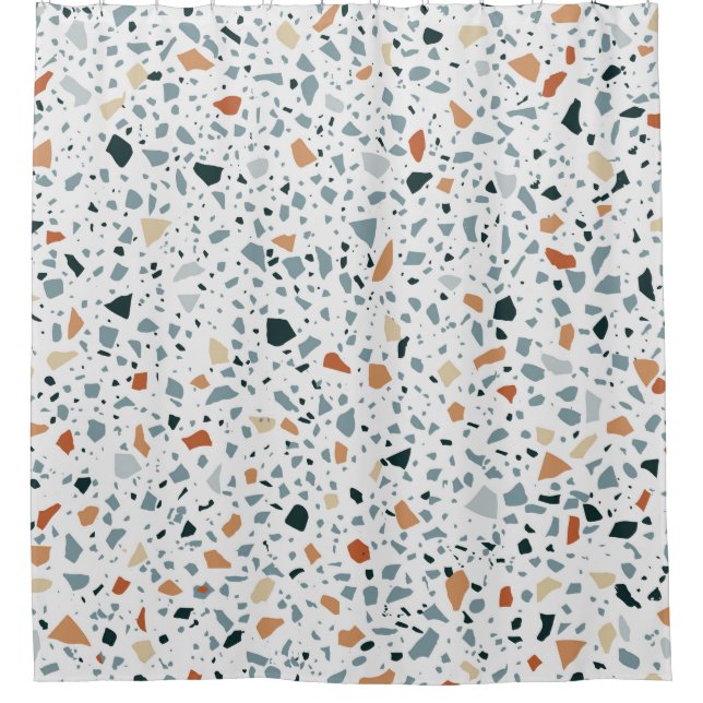 Terrazzo Marmor nahtlos handgefertigtes Muster Duschvorhang (Vorderseite)