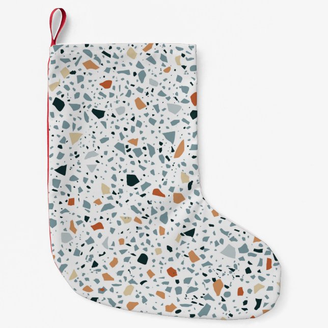 Terrazzo Marmor nahtlos handgefertigtes Muster Kleiner Weihnachtsstrumpf (Vorderseite)