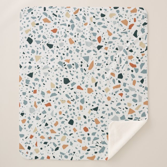 Terrazzo Marmor nahtlos handgefertigtes Muster Sherpadecke (Vorderseite)
