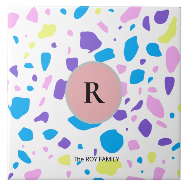 TERRAZZO MONOGRAM FAMILIENNAME CUSTOM Keramik Tile Fliese (Vorderseite)