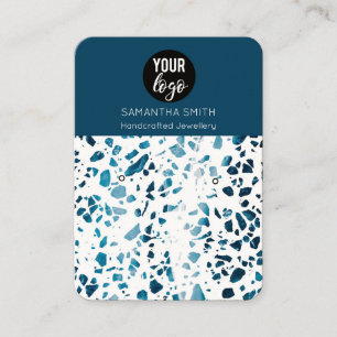 Terrazzo Mosaic Blue Earring Display Card Visitenkarte