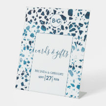 Terrazzo Mosaic Blue Wedding Cards & Gifts