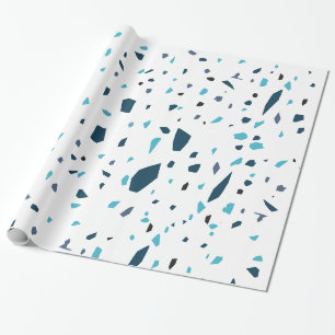 Terrazzo-Mosaik-Blau Geschenkpapier