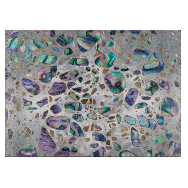 Terrazzo - Mosaik-Ohrschnecken-Perle und Gold #3 Schneidebrett (Vorderseite)