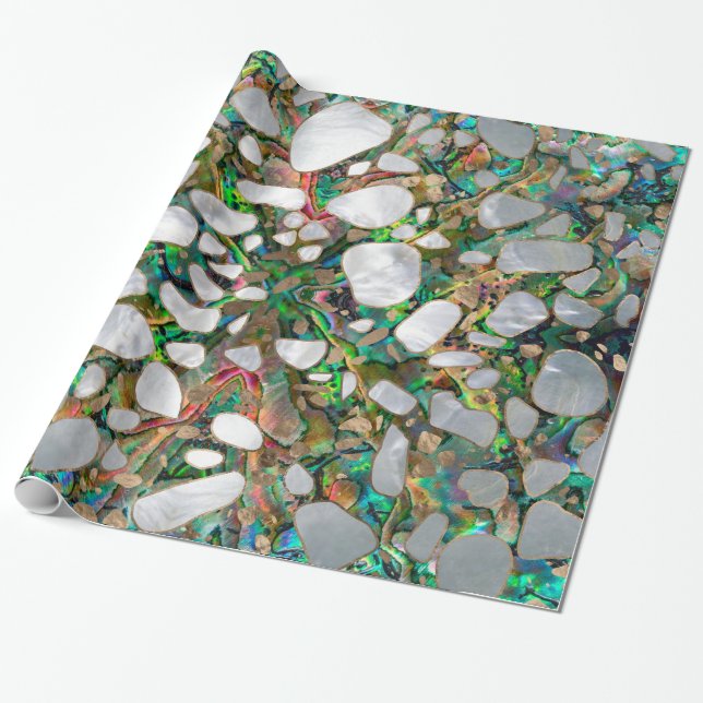 Terrazzo - Mosaik-Ohrschnecken-Perle und Gold #6 Geschenkpapier (Ungerollt)