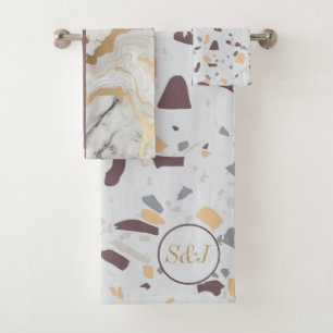 Terrazzo-Motif en marbre avec initiales Gold Custo