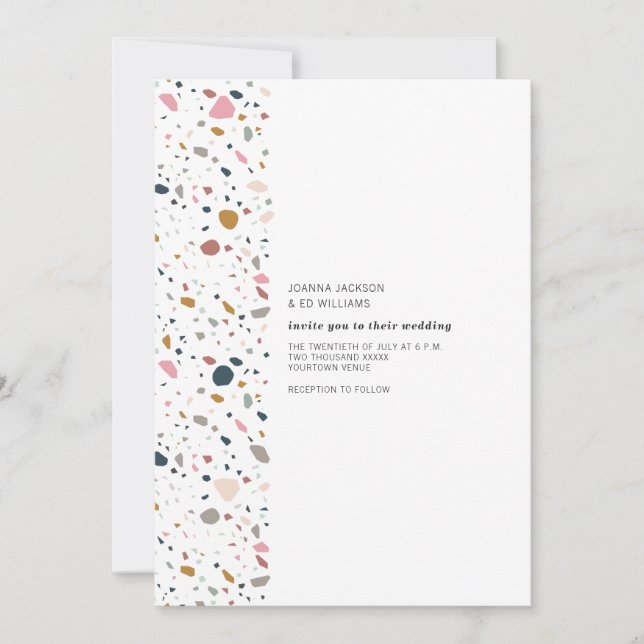 Terrazzo Multi Color Minimalistisch Moderne Hochze Einladung (Vorderseite)