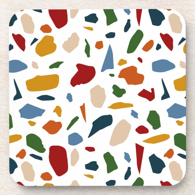Terrazzo Muster farbenfroh Getränkeuntersetzer (Vorderseite)