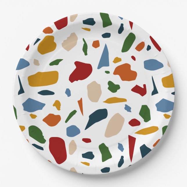 Terrazzo Muster farbenfroh Pappteller (Vorderseite)