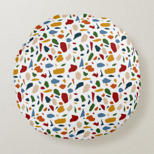 Terrazzo Muster farbenfroh Rundes Kissen