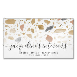 Terrazzo Muster Moderne Tone Neutrale Retro Magnetische Visitenkarte