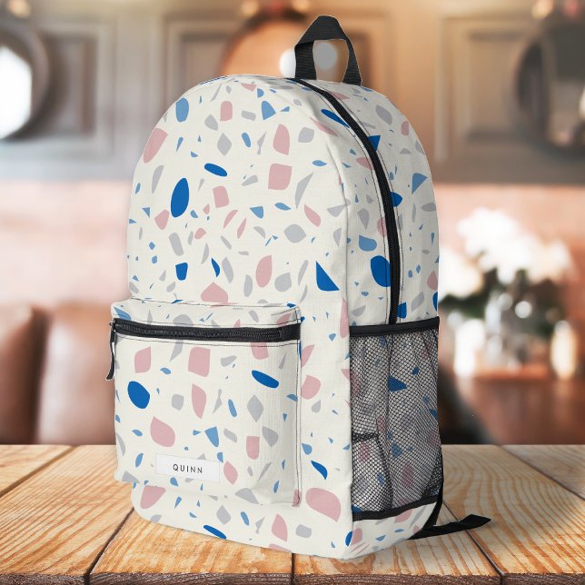 Terrazzo Muster neutrales natürliches Elegant Bedruckter Rucksack (Von Creator hochgeladen)