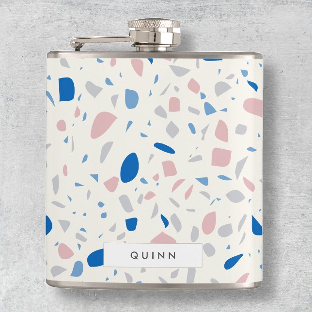 Terrazzo Muster neutrales natürliches Elegant Flachmann (Von Creator hochgeladen)