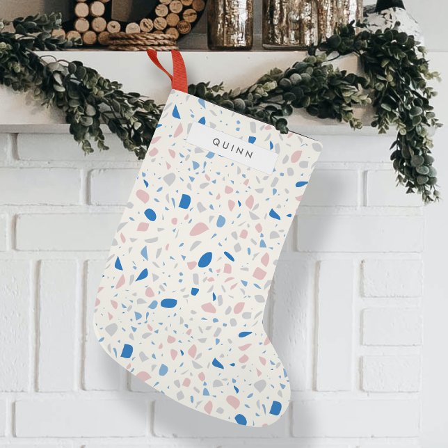 Terrazzo Muster neutrales natürliches Elegant Kleiner Weihnachtsstrumpf (Von Creator hochgeladen)