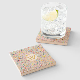 Terrazzo-Pastellfarbene Monogramm Steinuntersetzer