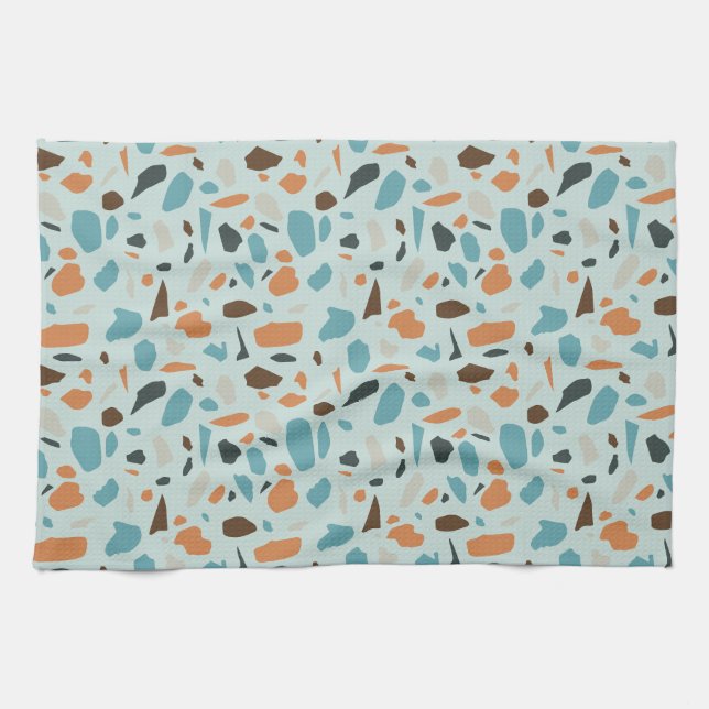 Terrazzo Pattern Blue Geschirrtuch (Horizontal)