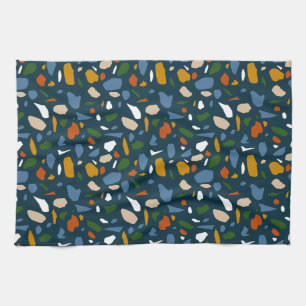 Terrazzo Pattern Blue Geschirrtuch