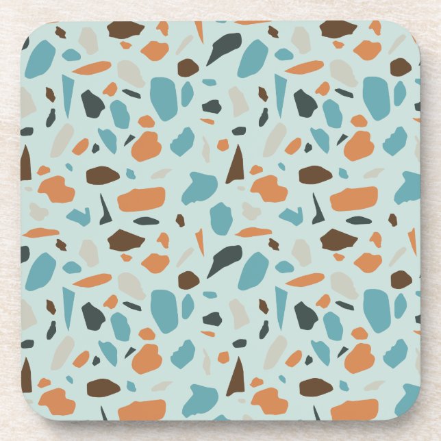 Terrazzo Pattern Blue Getränkeuntersetzer (Vorderseite)