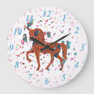 Terrazzo Pieces Unicorn Große Wanduhr