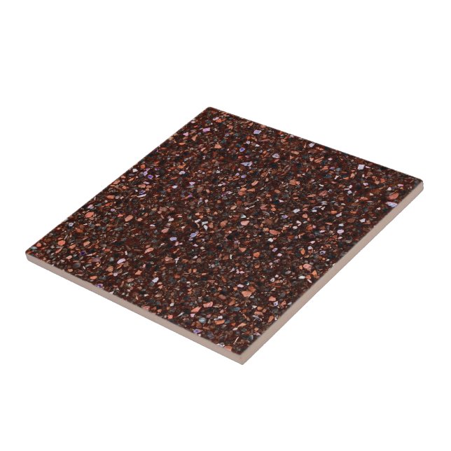 Terrazzo Retro Brown Black Tan Brown Fliese (Seite)