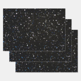 Terrazzo Retro Schwarz-weißes blaues Vintages Must Geschenkpapier Set