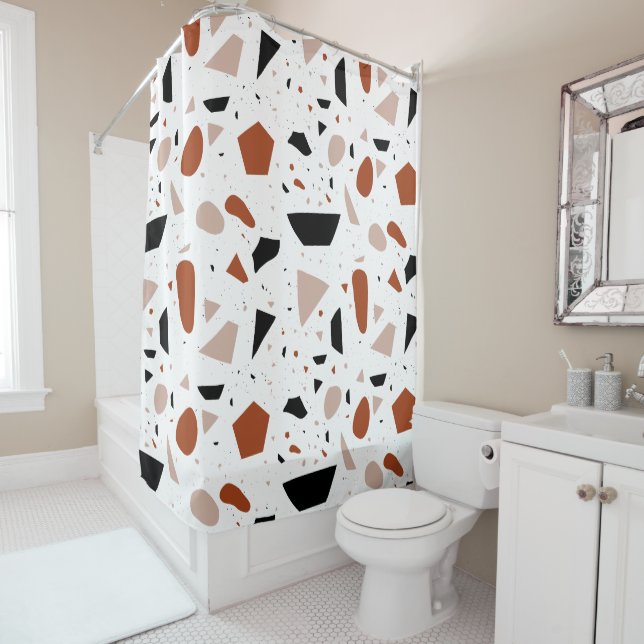 Terrazzo rideau de douche Motif géométrique Abstra (En situation)