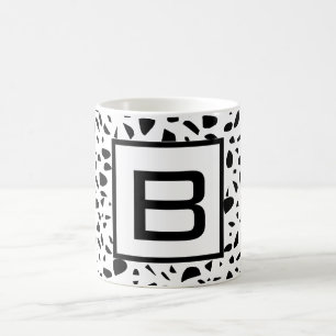 Terrazzo Schwarz-weißes Pflaster Monogramm, initia Kaffeetasse