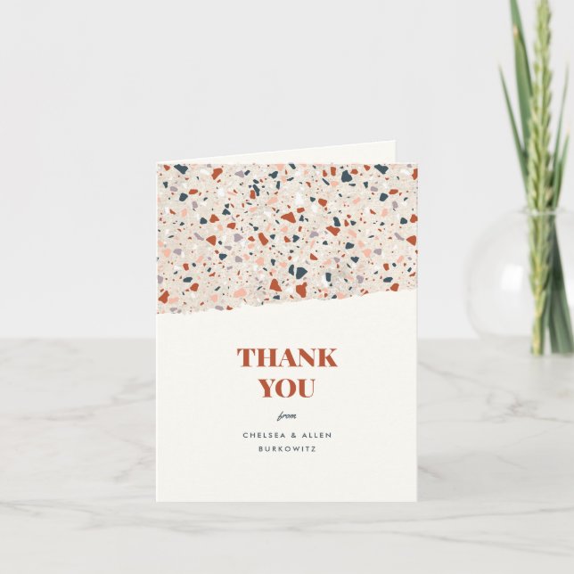 Terrazzo Slab Mariage moderne Carte de remerciemen (Devant)