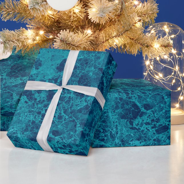 Terrazzo Struktur aus blauem Marmor Geschenkpapier (Feiertage)