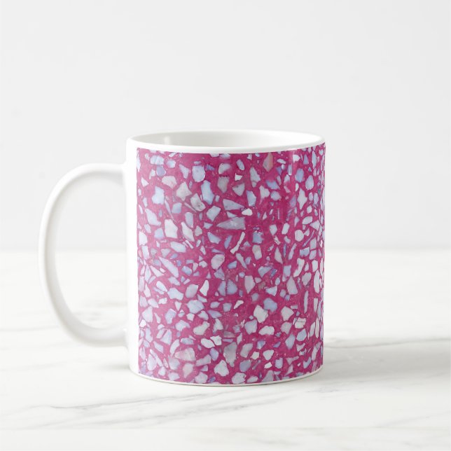 Terrazzo Texture: Rosa weiße Eleganz. Kaffeetasse (Links)