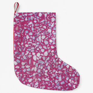 Terrazzo Texture: Rosa weiße Eleganz. Kleiner Weihnachtsstrumpf