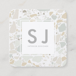 Terrazzo Texture Simple Modern Interior Designer Quadratische Visitenkarte