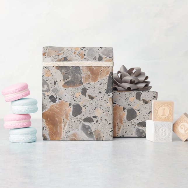 Terrazzo Textured Stone Print Wrapping Paper Roll Geschenkpapier (Babyparty)