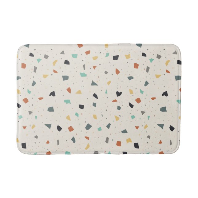 Terrazzo Tile Confetti Modern Style Earth Tones Badematte (Vorderseite)